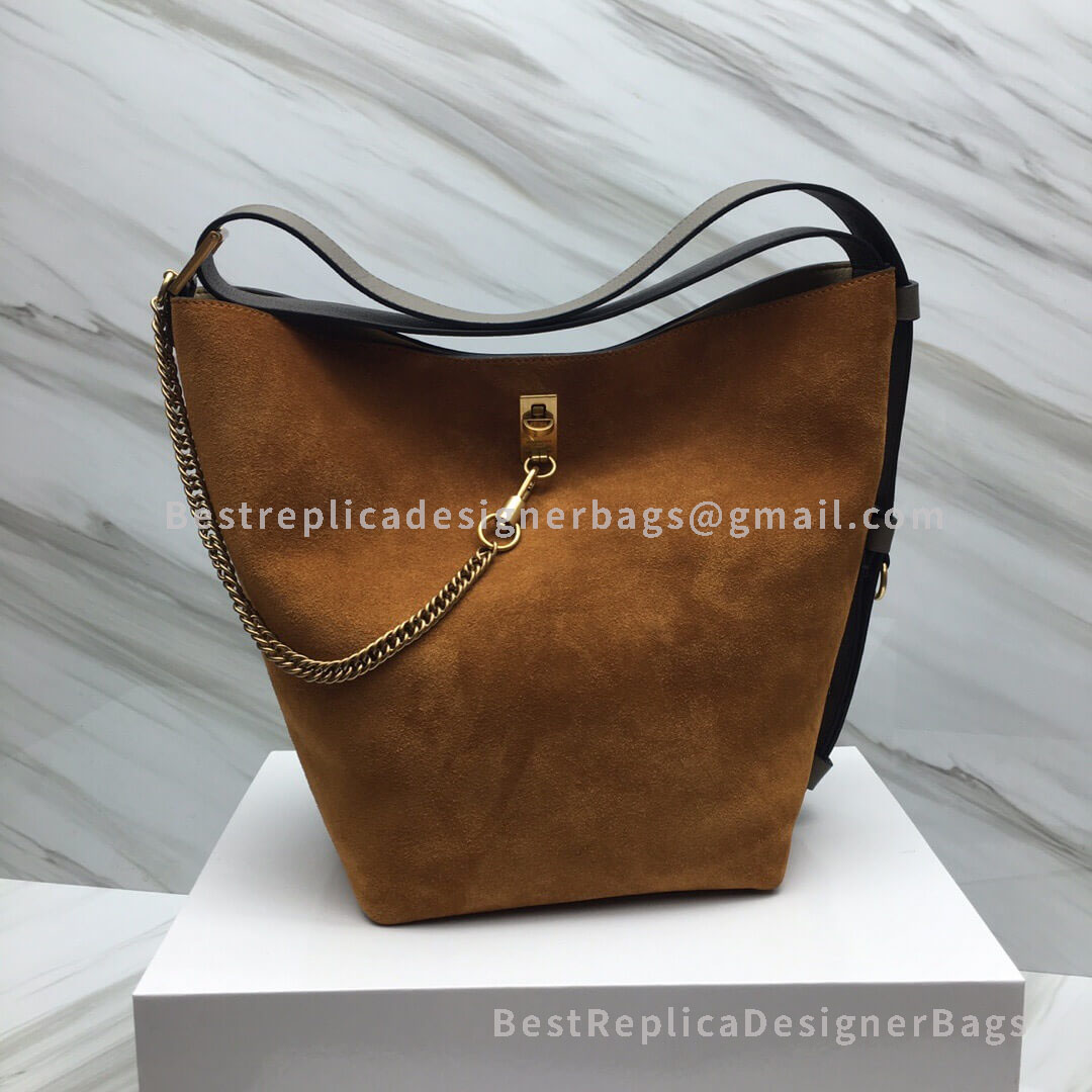 Givenchy Mini GV Bucket Bag In Black And Caramel Suede Leather GHW 29911